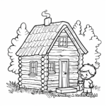 Simple Wooden Cabin Coloring Pages for Kids 2