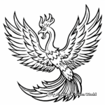 Simplified Rising Phoenix Coloring Pages for Children 4