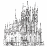 Sketch-Style Gothic Cathedral Coloring Pages 1