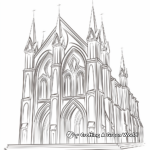 Sketch-Style Gothic Cathedral Coloring Pages 2