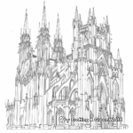 Sketch-Style Gothic Cathedral Coloring Pages 4