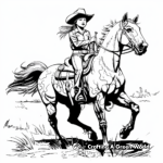 Skilful Western Rider on Paint Horse Coloring Pages 1