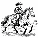 Skilful Western Rider on Paint Horse Coloring Pages 3