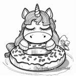 Sleepy Unicorn with Donut Coloring Pages 3
