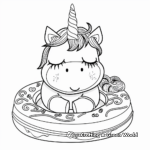 Sleepy Unicorn with Donut Coloring Pages 4