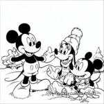 Snowy Mickey Mouse and Friends Coloring Pages 1