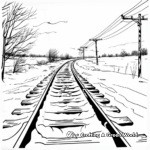 Snowy Winter Train Tracks Coloring Pages 1