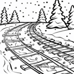 Snowy Winter Train Tracks Coloring Pages 2