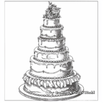 Sophisticated Tiered Wedding Cake Coloring Page 1