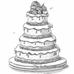 Sophisticated Tiered Wedding Cake Coloring Page 2