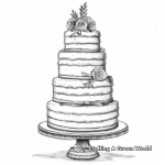Sophisticated Tiered Wedding Cake Coloring Page 3