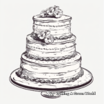 Sophisticated Tiered Wedding Cake Coloring Page 4