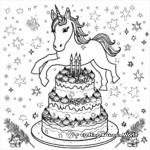 Sparkling Unicorn Birthday Cake Coloring Pages 2