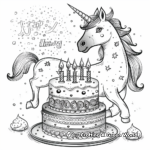Sparkling Unicorn Birthday Cake Coloring Pages 3