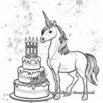 Sparkling Unicorn Birthday Cake Coloring Pages 4