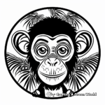 Spider Monkey Face: Tropical Rainforest Scene Coloring Pages 1