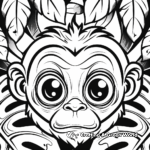 Spider Monkey Face: Tropical Rainforest Scene Coloring Pages 2