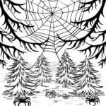 Spider Web in the Forest Coloring Pages 4