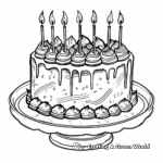 Spirited Birthday Cake Coloring Page 1