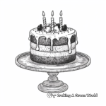 Spirited Birthday Cake Coloring Page 2