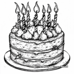 Spirited Birthday Cake Coloring Page 3