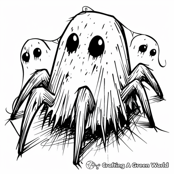 Spooky Ghost Spider Coloring Pages 1