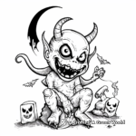 Spooky Graveyard Demon Coloring Pages 1