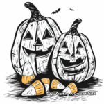 Spooky Halloween Candy Corn Coloring Pages 1