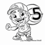 Sports Themed Number 5 Coloring Pages 2
