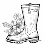 Spring Rain Boot and Flower Coloring Sheets 2