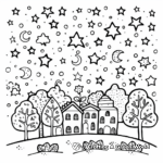 Star-filled Autumn Night Coloring Pages 1