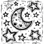 Starry Night with Moon Coloring Pages 1
