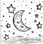 Starry Night with Moon Coloring Pages 2
