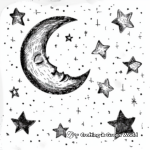 Starry Night with Moon Coloring Pages 4