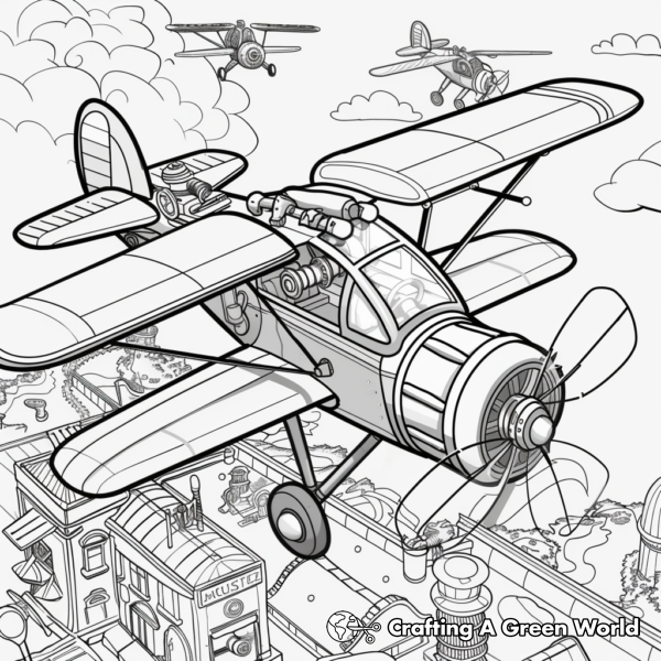 Steampunk Flying Machine Coloring Pages 1