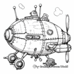 Steampunk Flying Machine Coloring Pages 2