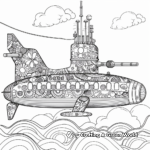 Steampunk Submarine Coloring Pages for Intricate Design Lovers 1