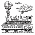 Steampunk Transportation Coloring Pages: Trains and Automobiles 1