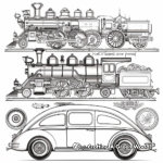 Steampunk Transportation Coloring Pages: Trains and Automobiles 2