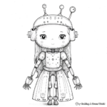 Storybook Robot Princess Coloring Pages 1