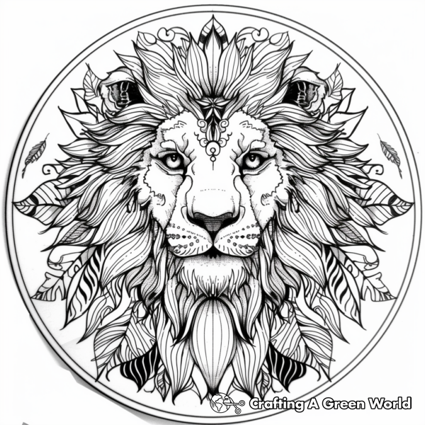 Stunning Mandala Lion Coloring Pages 1