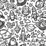 Stunning Space Themed Tracing Coloring Pages 4