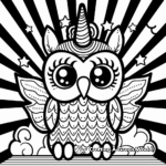 Stunning Stylized Owlicorn Coloring Pages 1