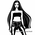 Stylish Black Barbie with Pets Coloring Pages 1