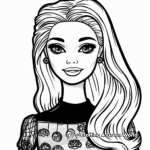 Stylish Black Barbie with Pets Coloring Pages 2