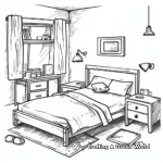 Stylized Teenager's Bedroom Coloring Pages 1
