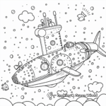 Submarine Journey Coloring Pages: Adventure Under the Sea 1