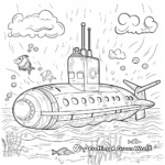 Submarine with Marine Life: Ocean-Scene Coloring Pages 2