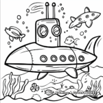 Submarine with Marine Life: Ocean-Scene Coloring Pages 4