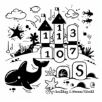 Summer Beach-Themed 1-10 Number Coloring Pages 1